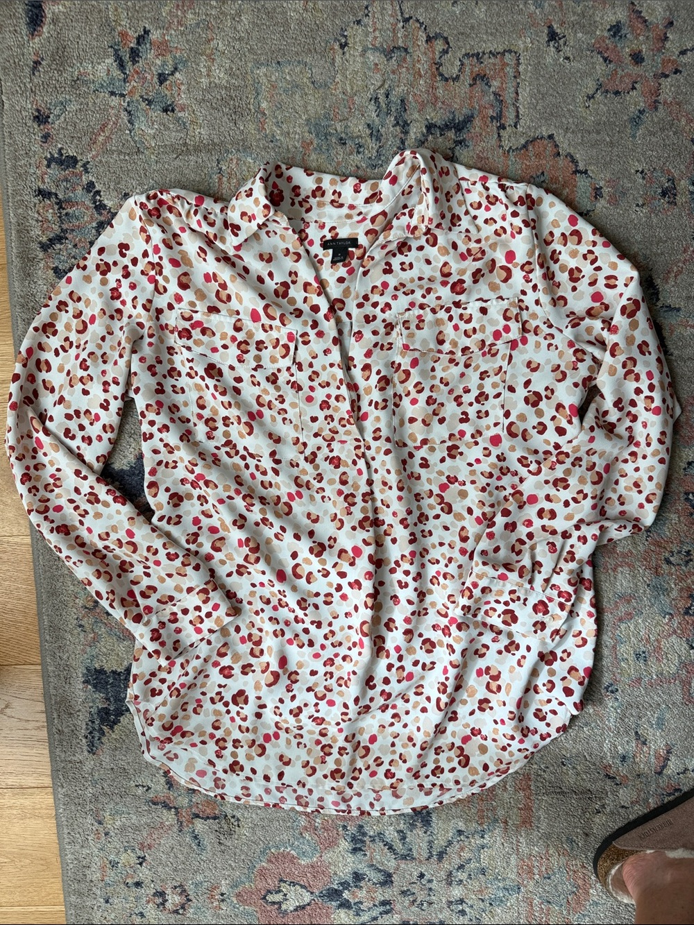 Ann Taylor pink leopard blouse